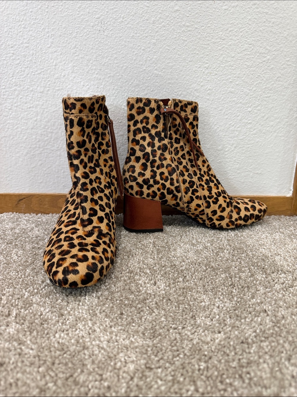 Toms Leopard Print Ankle Boots in Brown and Black